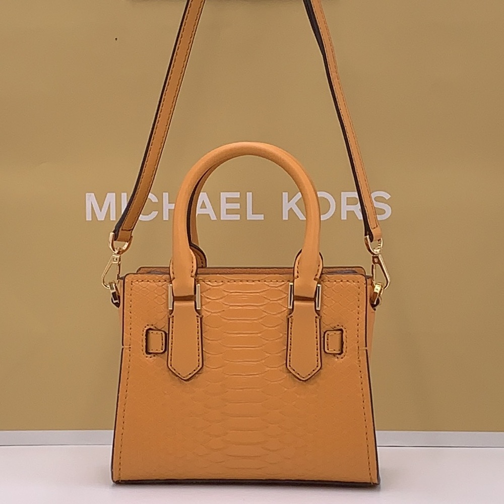 Michael Kors HAMILTON XSMALL Snake Embossed SATCHEL CROSSBODY BAG CIDER COLOR - Picture 7 of 16
